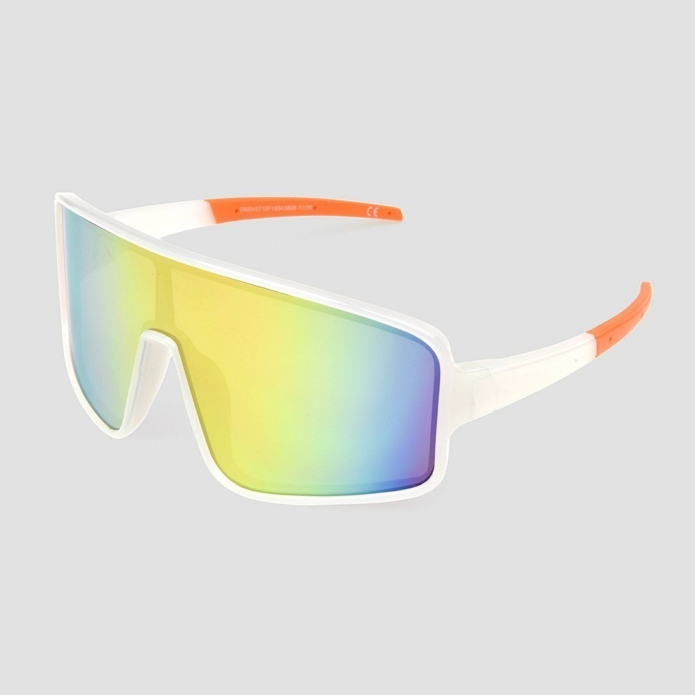 All in Motion Men's Wide Shield Sunglasses Mirrored Lenses UV Protection NWT
